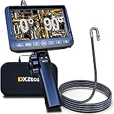 DXZtoz Dual-Lens Articulating Borescope with Light, 5'' Screen Engine Endoscope Inspection Camera with 0.33in Articulated Snake Camera, 1080P Videoscope for Automotive Home Mechanics-5FT