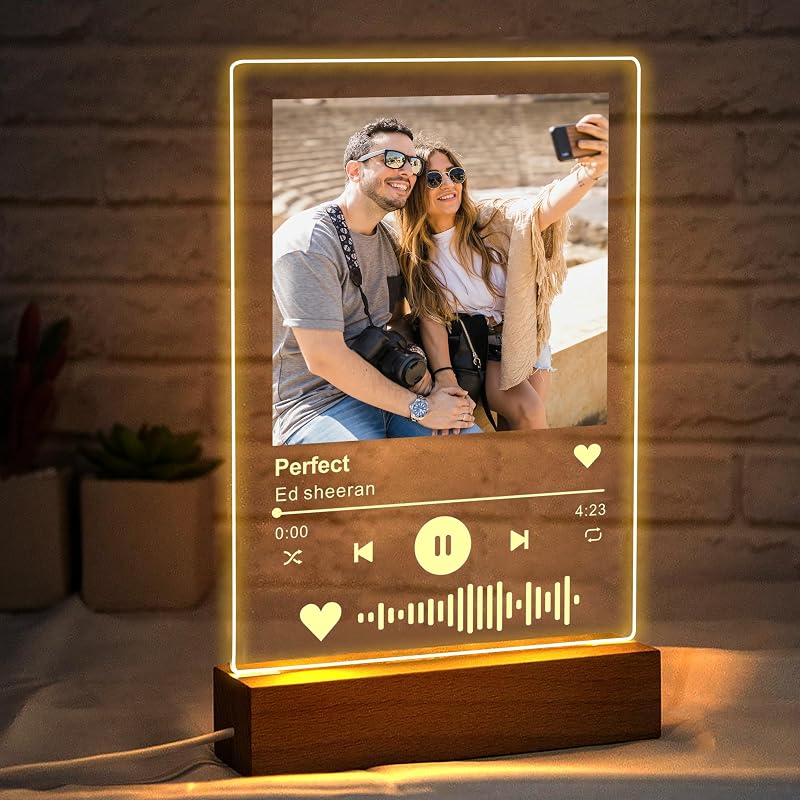 EDSG Personalised Spotify Plaque with Photo LED Acrylic Keepsake