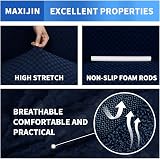 MAXIJIN Jacquard Extra Large Sofa Cover 4 Seater Navy Blue Non Slip view 4