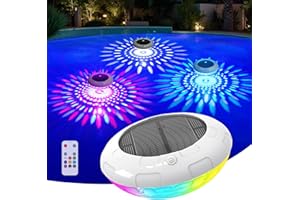 Cootway Floating Pool Lights w/Remote, 6.5 Inch RGB Solar Pool Lights That Float with 9 Dynamic Lighting, IP68 Waterproof Pool Floating Light, Hangable Solar Floating Light for Pools Party Garden(1)