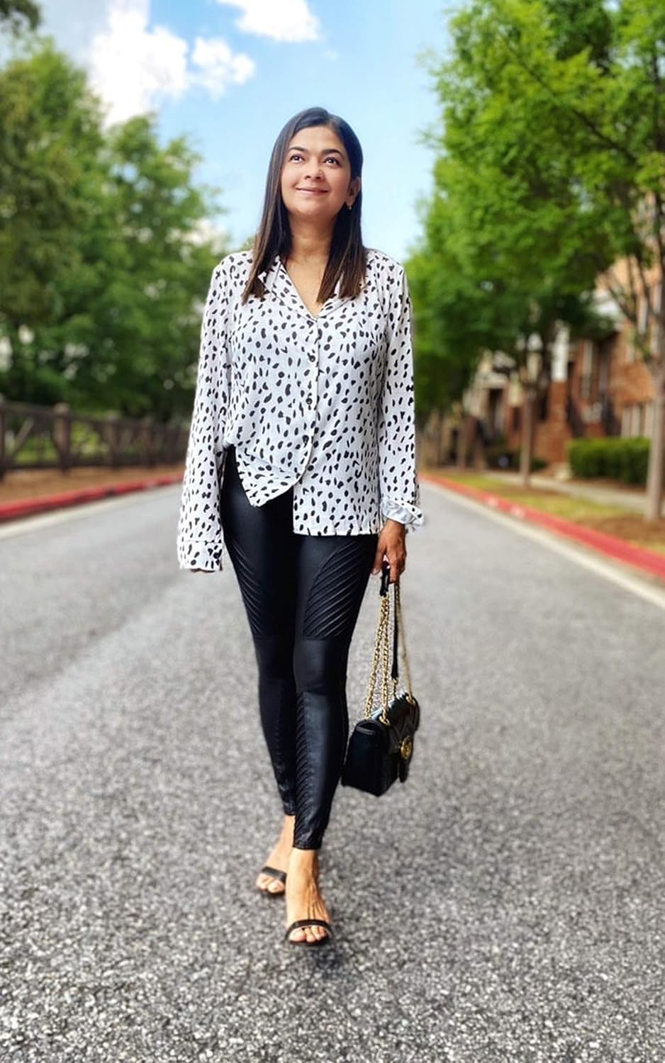 ECOWISH Womens Casual Tops V Neck Leopard Tunic Long Sleeve Button Down Shirts Top at  Women’s Clothing store