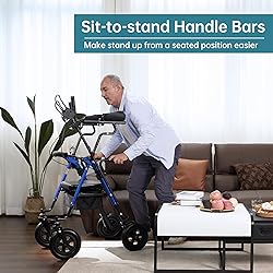 ELENKER Upright Rollator Walker, Stand Up Rolling