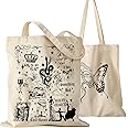 Miss Adola Aesthetic Canvas Tote Bag for Women Pattern Trendy Casual Music Inspired Cloth Totes Bag for Shopping