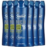 Suave Men Citrus Rush 3-in-1 Shampoo, Conditioner, and Body Wash with Citrus and Sandalwood Scent, Daily Clean, 12.6 oz, 6 Pack