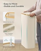 SONGMICS 65L Slim Laundry Basket with Lid Cream White LCB506W01 view 7