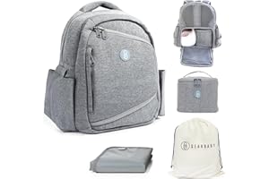 GEARBABY Gear Baby Breast Pump & Diaper bag Compatible with Spectra S1, S2, Medela, Neoprene Wearable Baby Breast Milk cooler Travel Diaper Bag Backpack for Working Mom and Family with Changing Pad (Grey)