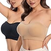 saillsen Womens Girls Strapless Bras Non-Slip Wirefree Breathable Based Bandeau Everyday Bra Tube Top
