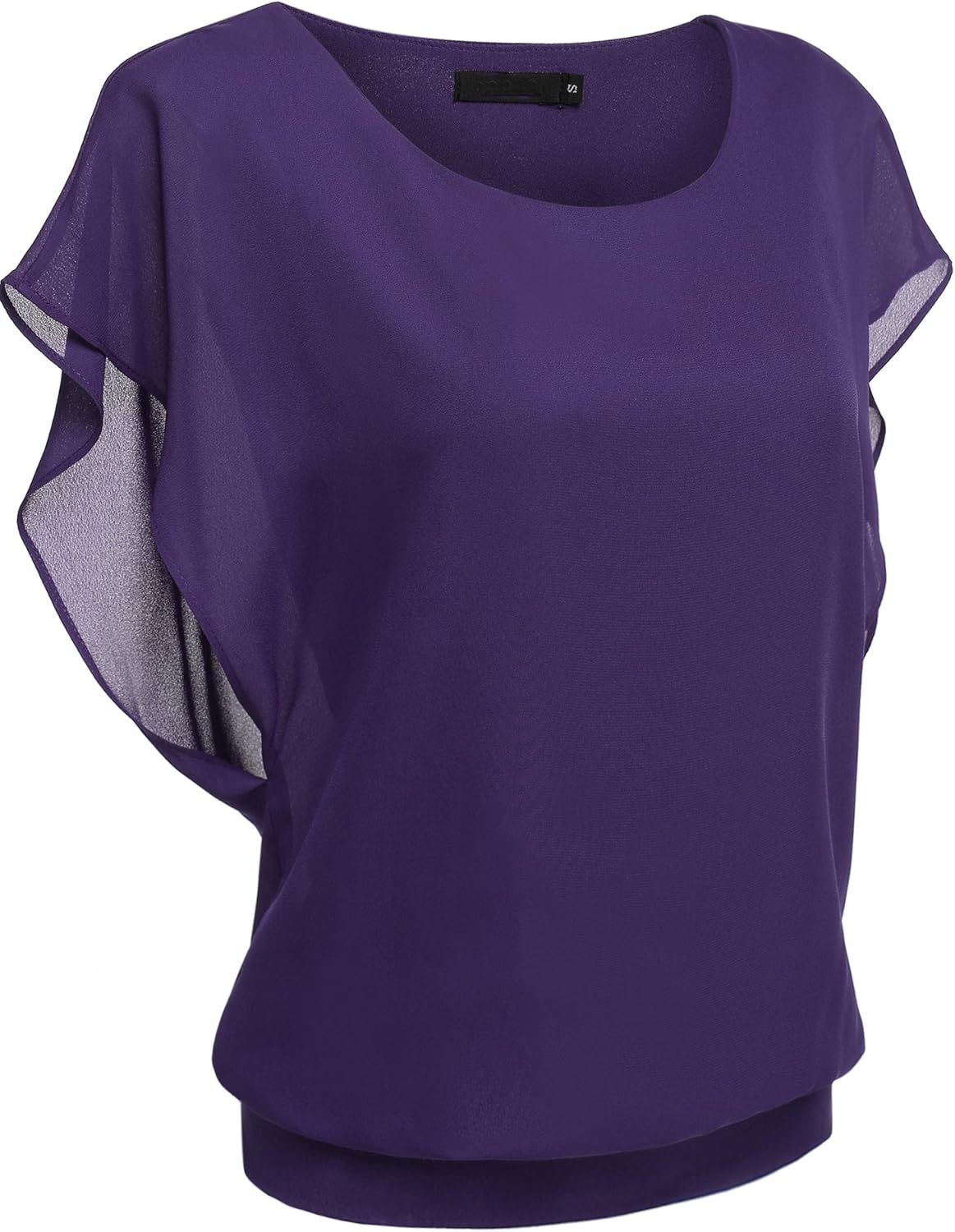 Zeagoo Women's Chiffon Loose Lace Batwing Short Flutter Sleeve Blouse Tops at  Women’s Clothing store