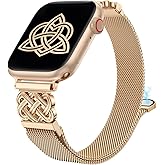 BEEXI Stainless Steel Magnetic Loop Compatible with Apple Watch Band 41/40/38/49/46/45/44/42mm Women Metal Mesh Celtic Knot Dressy Strap for iWatch SE Series 10/9/8/7/6/5/4/3/2/1/Ultra(1/2)