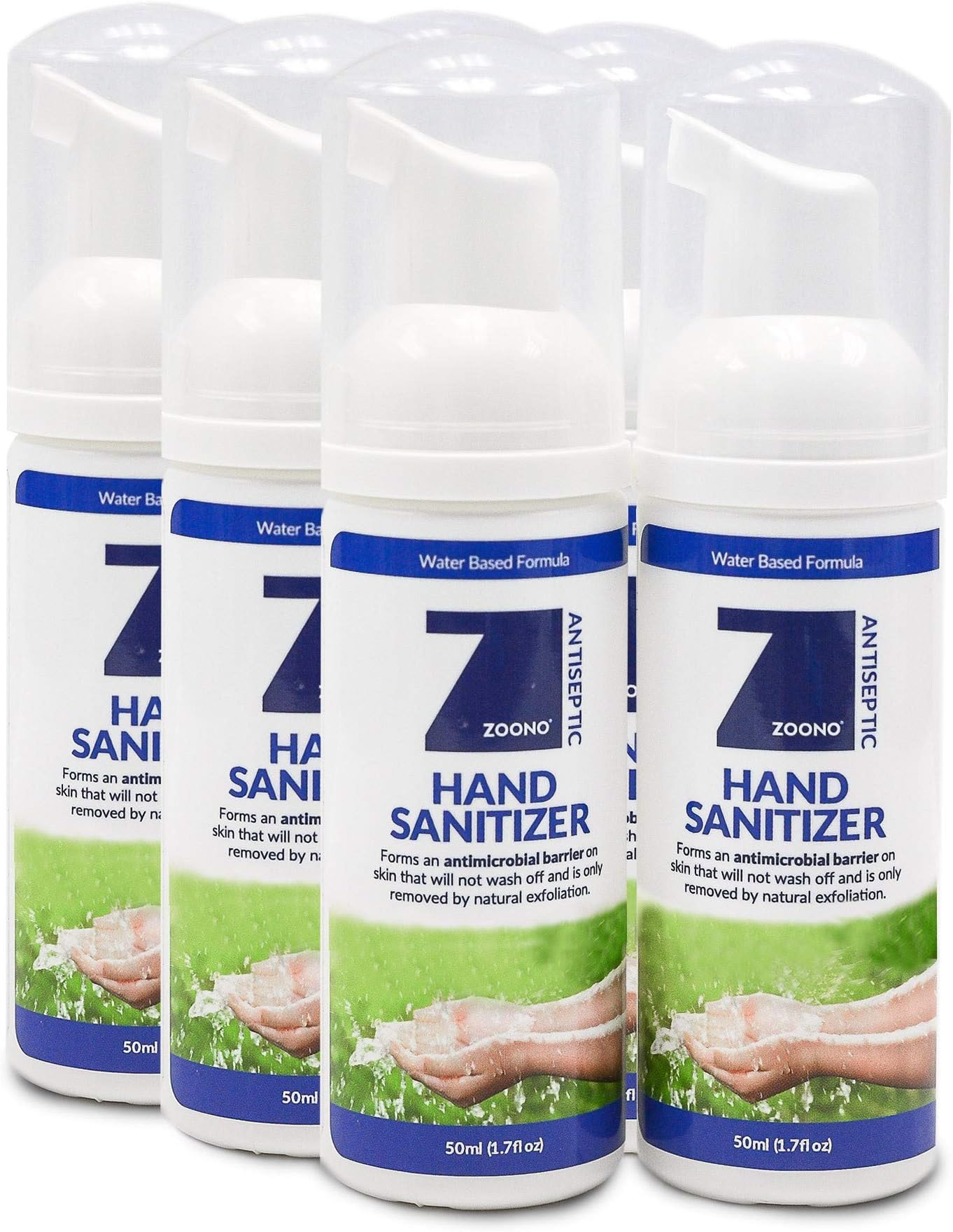 New 6-Pack Hand Sanitizer -Water Based - Long-Lasting 24 Hour Effect - Kills 99.9% Of Germs - Non-Staining - 50ml Foam (Includes 6 x 50ml Foamers) - Made in USA