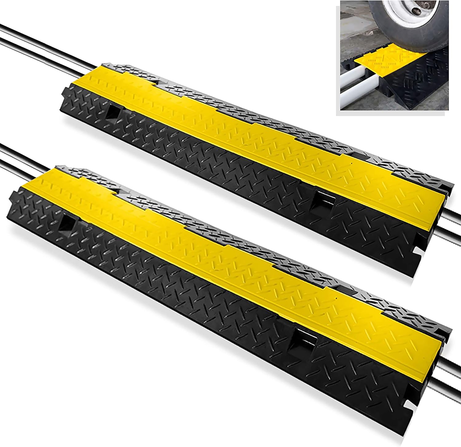 Pyle PCBLCO103X2 Ramp 2 Channel Rubber Floor Cord Concealer