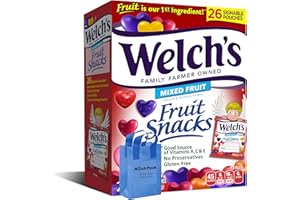 Welch's Valentines Fruit Snacks, Bulk Valentine Day Candy Gummy Heart Treat Gummies Snack, Valentine's Treats for Kids Adults, with Nosh Pack Bag, 26 Pack