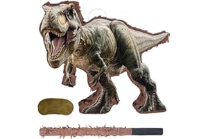 JOARHONAL Dinosaur Pinata - Small Jungle Dinosaur Pinata with Blindfold and Bat for Kids Boys Jungle Dinosaur World Dino Theme Birthday Party Game Decorations(Small Size 14.5”x12.5”x3”)