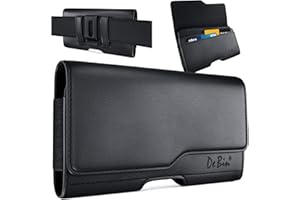 DeBin Cell Phone Belt Case Compatible with Samsung Galaxy Ultra Models (S25 S24 S23 S22 S21), A54/A53/A25/A15, Premium Leather, Magnetic Flap Holster & ID Card Pouch Holder, Black