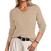 IEEILULU Cable Knit Sweater Women V Neck Tops for Women Long Sleeve Pullover Clothes Casual Trendy Outfits