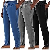 Casuallined 3 Pack Mens Cotton Sleepwear Pajamas Pants with Pockets Soft Sleep Lounge Bottoms Sleep Pj Bottoms for Men