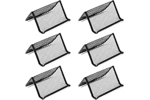 Golden Pearl Black Metal Mesh Business Card Holder Desk Business Card Organizer for Desk Office Name Card with 50 Name Card Capacity-6pcs