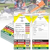 Triage Tag Card for First Aid &amp; Emergency Response - Perforated Injury Level Sections, Random Start Sequential Numbering with Bar Code, 8" x 4" (10)