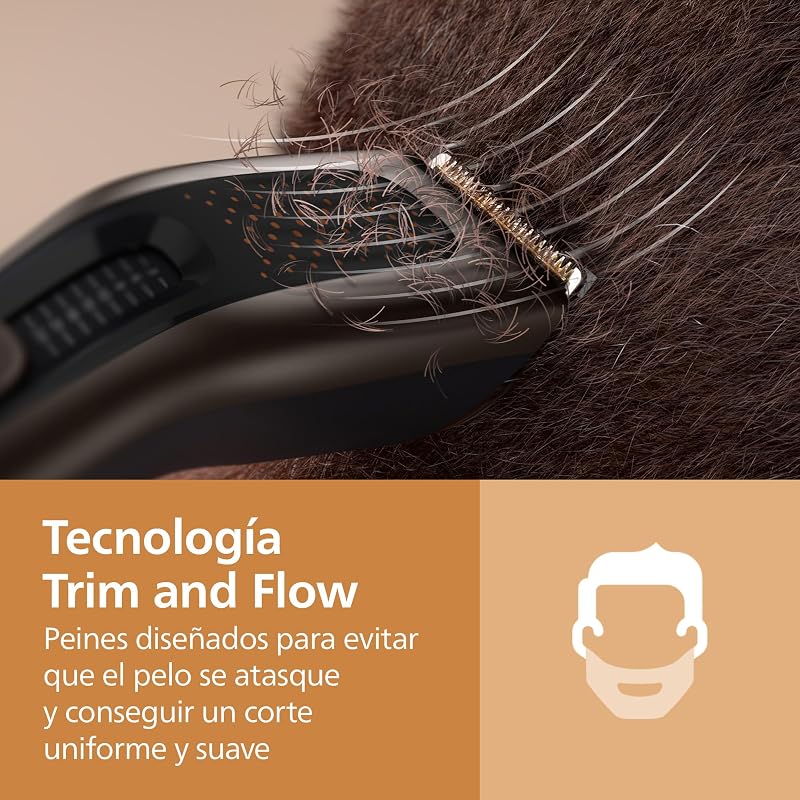 Máquina de cortar cabelo Série 9000 - Máquina de cortar cabelo para homens e mulheres, lâminas auto-afiantes, 28 comprimentos em intervalos de 1 mm, Corte e Fluxo, autonomia de 180 minutos, kit de barbeiro de 4 peças, HC9721/15