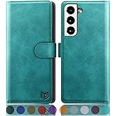 SUANPOT for Samsung Galaxy S22 with RFID Blocking Leather Wallet case Credit Card Holder,Flip Folio Book Phone case Shockproof Cover Women Men for Samsung S22 case Wallet Blue Green