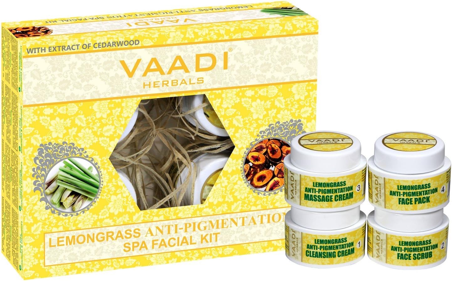 Vaadi Herbals Organic Facial Kit - Lemongrass Anti Pigmentation Spa Facial Kit with Cedarwood Extract 70g