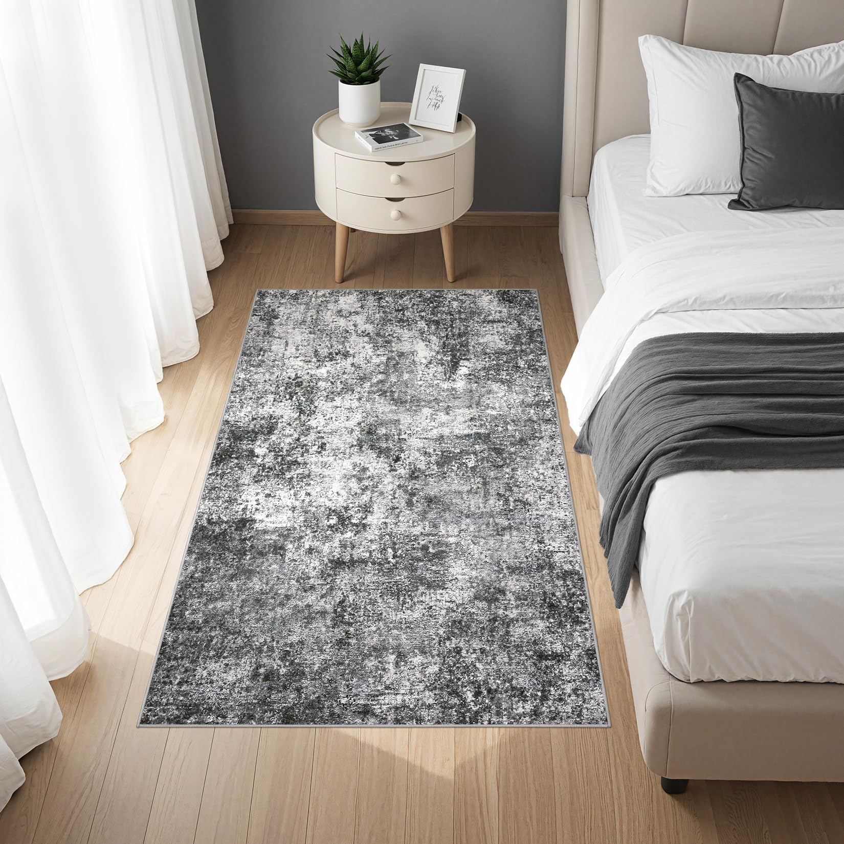 Photo 1 of DMOYEST Area Rug Living Room Rugs - 3x5 Large Soft Indoor Neutral Modern Abstract Low Pile Washable Rug Carpet for Bedroom Dining Room Farmhouse Home Office - Grey