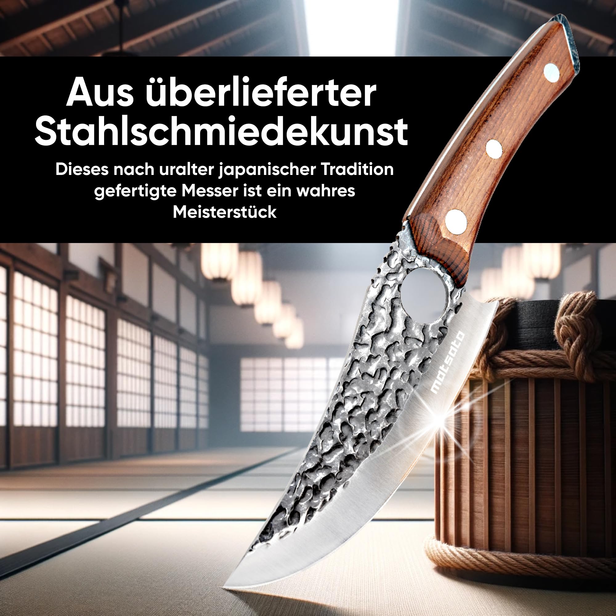 Matsato Küchenmesser Scharf, Klingenlänge 15 cm Profi, Original Kochmesser für Küche, Profi Messer aus Japanischem Stahl, Knife Perfekt zum Schneiden und Zerkleinern 8