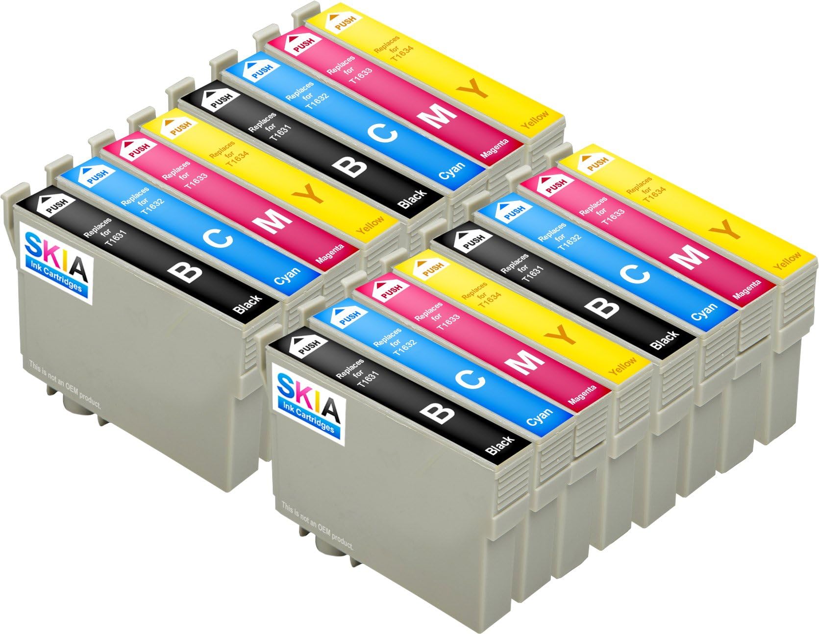 16 Pack Skia Ink Cartridges for Epson 16 XL WorkForce WF 2010 W 2510 2520 NF 2530 2540 2630 2650 DWF 2660 2750