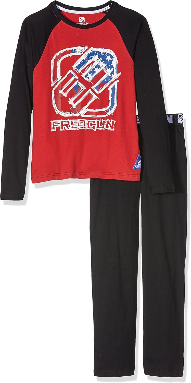 Freegun EG.FREEUSDAY.PYR.MZ, Ensemble de Pyjama Garçon, (Rouge/Noir