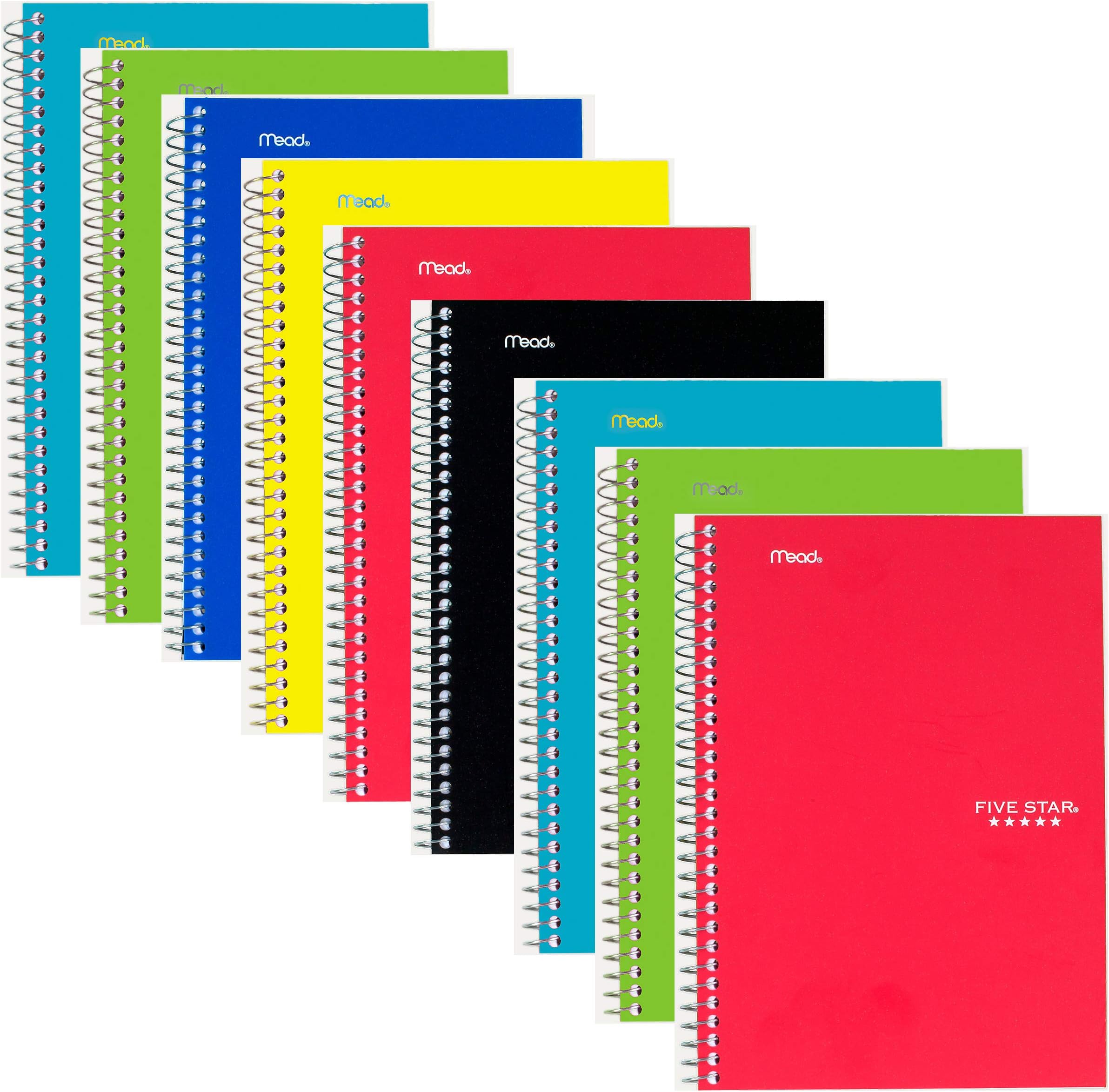 Five Star Wirebound Notebook, College Rule, 6 x 9-1/2, White, 100 Sheets/Pad, 9 Pack (06180)