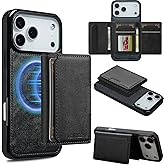 Hongxinyu Wallet Case for iPhone 17 Pro Max, Compatible with MagSafe for Men Women, Detachable Magnetic Wallet Phone Case with Card Slot Holder RFID Blocking for iPhone 17 Pro Max (6.9 inch), Black