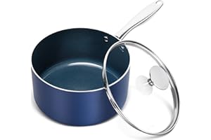MICHELANGELO 3 Quart Saucepan with Lid, Nonstick Ceramic Sauce Pan with Stainless Steel Handle, 3 Qt Saucepan with Lid Induct
