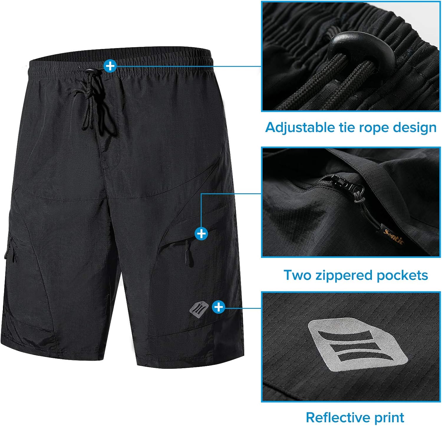 Santic Men's Loose-fit Mountain Bike Shorts Coolmax Lightweight Cycling MTB Shorts: Clothing