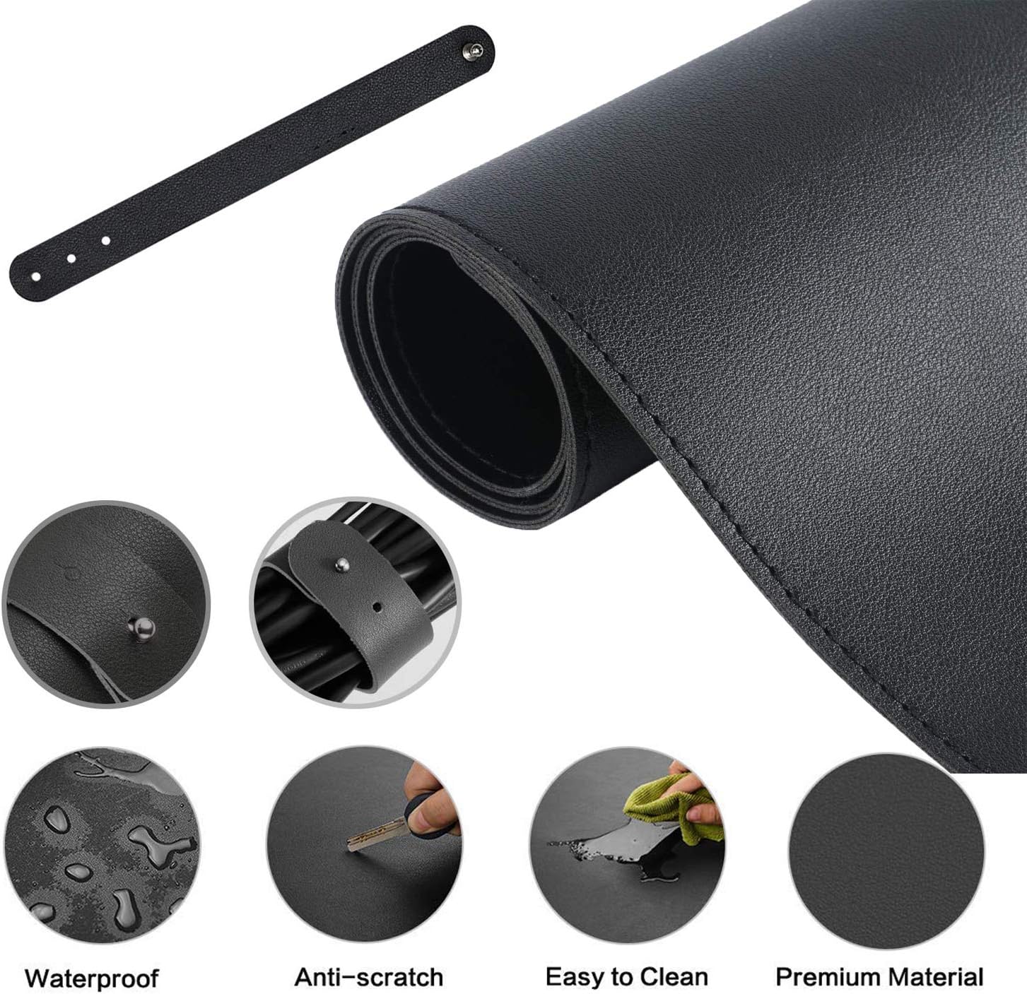 JOYIT 31.5" x 15.7" PU Leather Desk Pad Protector - Dual Sided Office Desk Mat, Non-Slip Desk Mouse Pad, Waterproof Desk Blotter Pad Keyboard mat for Desk : Office Products