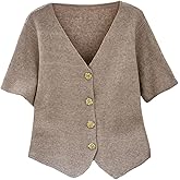 SOLY HUX Women's Plus Size Cardigan Sweaters V Neck Short Sleeve Button Down Knit Going Out Tops Fall Clothes