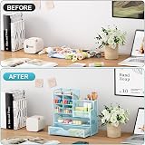 Marbrasse Mesh Desk Organiser Multicompartment Pen Holder Blue view 3