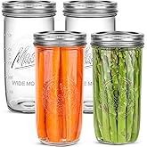 Jeitae 24oz Wide Mouth Mason Jars – 4 Pack Reusable Glass Mason Jars with Airtight Lids for Canning, Pickling, Food Storage, Jam, Jelly, DIY Crafts – Dishwasher Safe