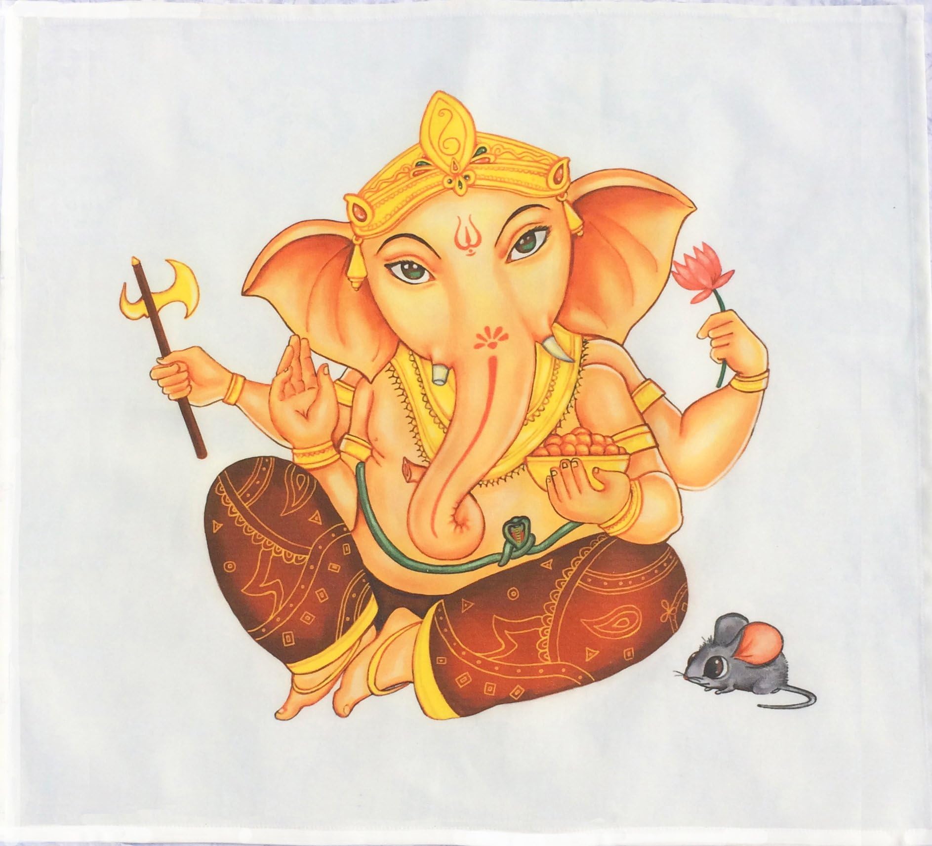 Peach Lord Ganesh Cotton Tarot Cloth by Kyle MacDuggall