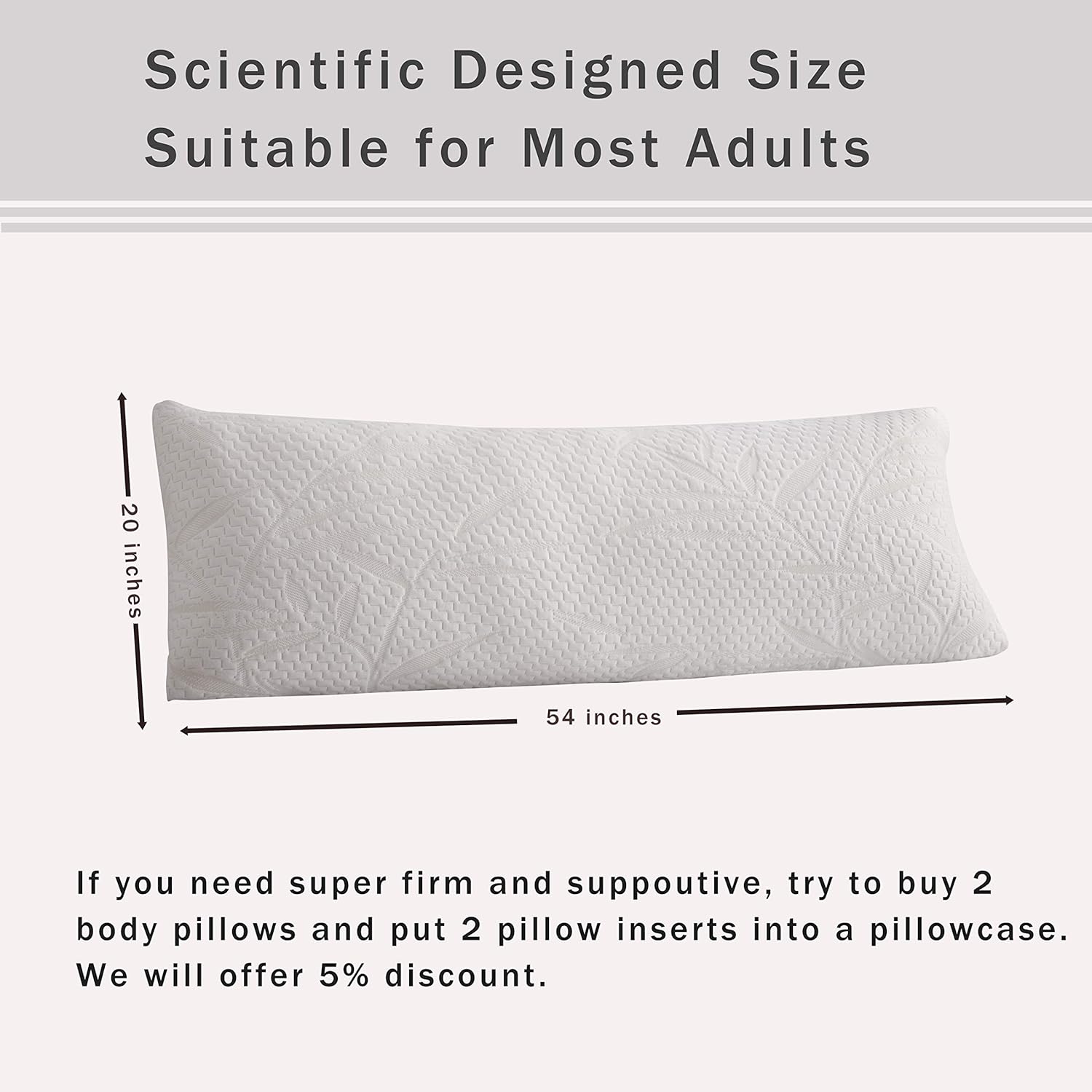 Ubauba Full Body Pillows for Adults Premium Soft Long Pillow with Removable Bamboo Pillow Cover, Bed Hug Pillows for Side Sleepers and Back Pain - 20 x 54 inch: Home & Kitchen