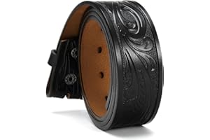CHAOREN Western Belts for Men without Buckle - Cowboy Belt 1.5" Full Grain Leather Belt for Jeans - One Solid Piece Leather