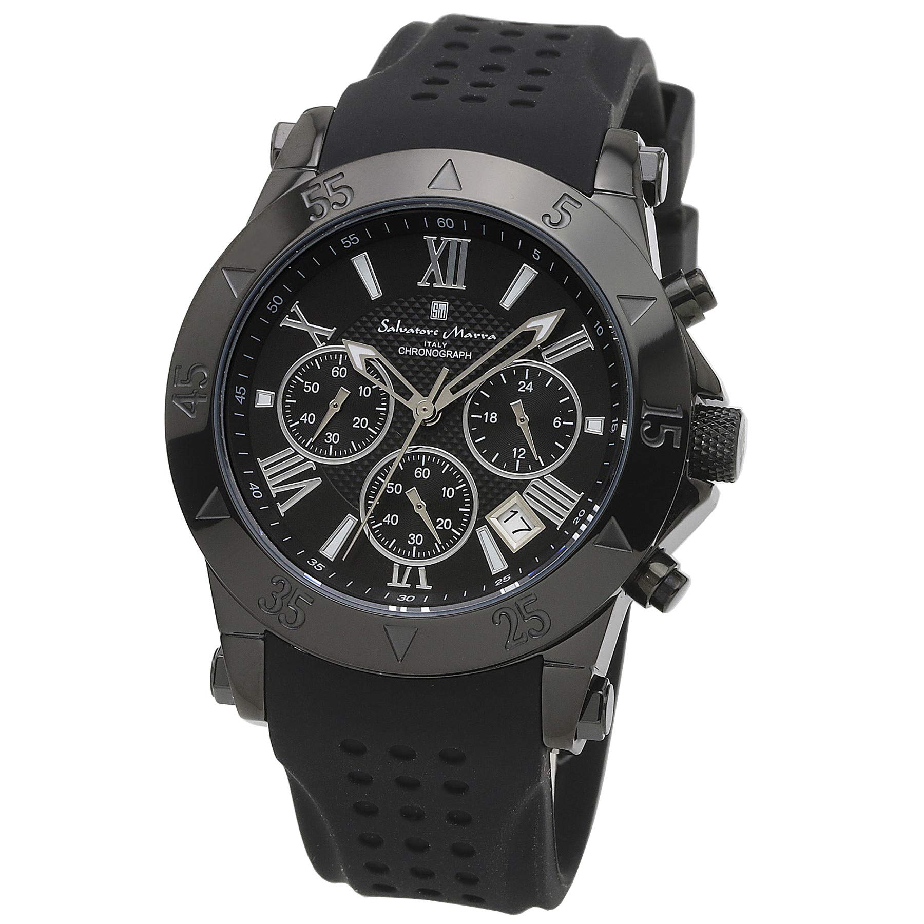 Salvatore Marra(サルバトーレマーラ) Salvatore Mara Men's Wristwatch, Business Brand, Analog, Rubber Strap, Waterproof, Limited Distribution, all black, Stylish