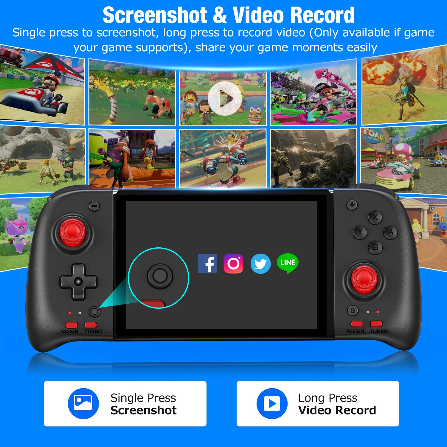 Kydlan Wired Joycon Replacement for Nintendo Switch Joycon, Programmable Alternative for nintendo switch controller joy con, Non-wireless Switch Joycon for Nintendo Switch Remote with Turbo