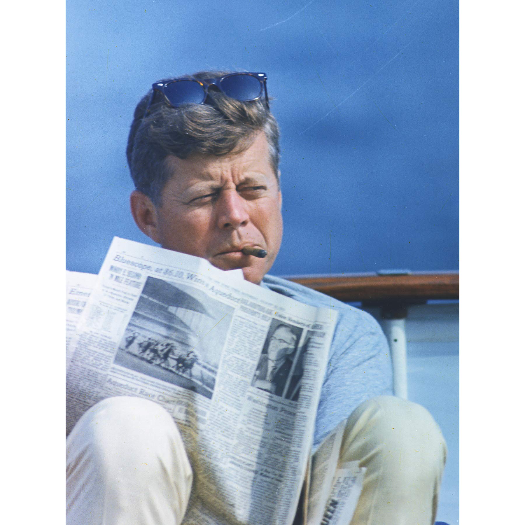 President JFK Kennedy Cigar Newspaper Photo Large Wall Art Poster Print Thick Paper 18X24 Inch