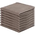 Joybest Cotton Kitchen Dish Cloths 8-Pack - Waffle Weave, 12x12 Inches, Light Gray - View #10