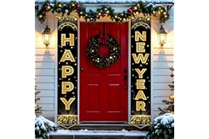 HIPARTY Upgraded, Ideal New Years Eve Party Supplies 2026, 300D Premium Happy New Year Banner, Large 71x12in (with 2pcs Golden hanging rod) Classic Design, HQ Fabric, HD Printing, for New-Years Decorations