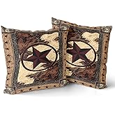 Giwawa Western Texas Star Pillow Cover - Rustic Farmhouse Decorative Throw Pillow Covers Vintage Western Style Retro Cushion Cover for Sofa Car Bench Living Room Home Decor 18 x 18 Inch Set of 2