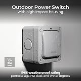 BG Electrical WP14 Outdoor Retractive Push Switch 2 Way Grey IP66 20A LED view 2