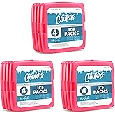 Cool Coolers by Fit + Fresh, Reusable & Long-Lasting Slim Ice Packs, Cold Packs for Cooler, Flat ice Packs for Lunch Bags. Cooler Accessories for Lunchboxes, Camping, Beach, Lunch, & Work, 12PK, Pink