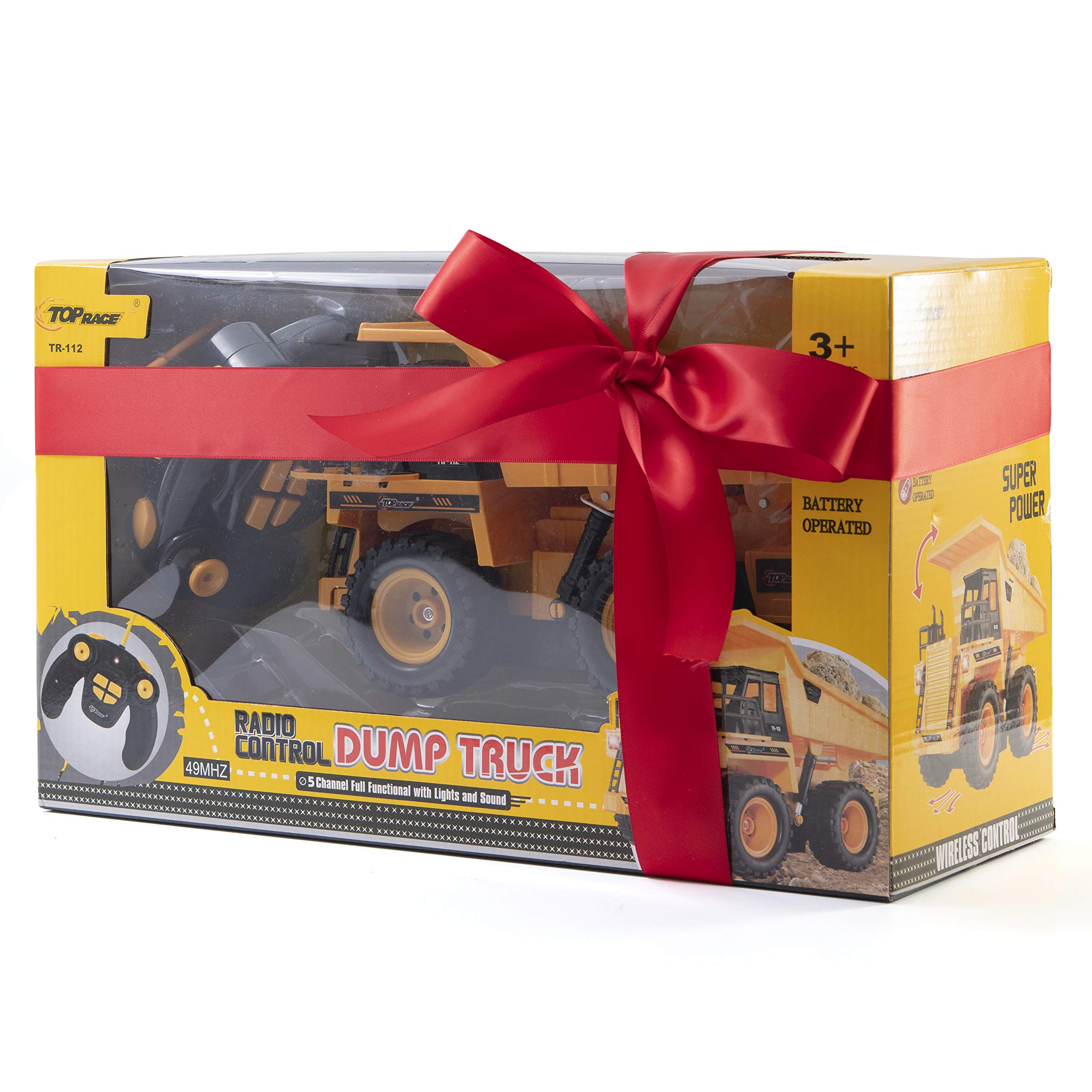 Top Race Remote Control Construction Dump Truck Toy, RC Dump Truck Toys