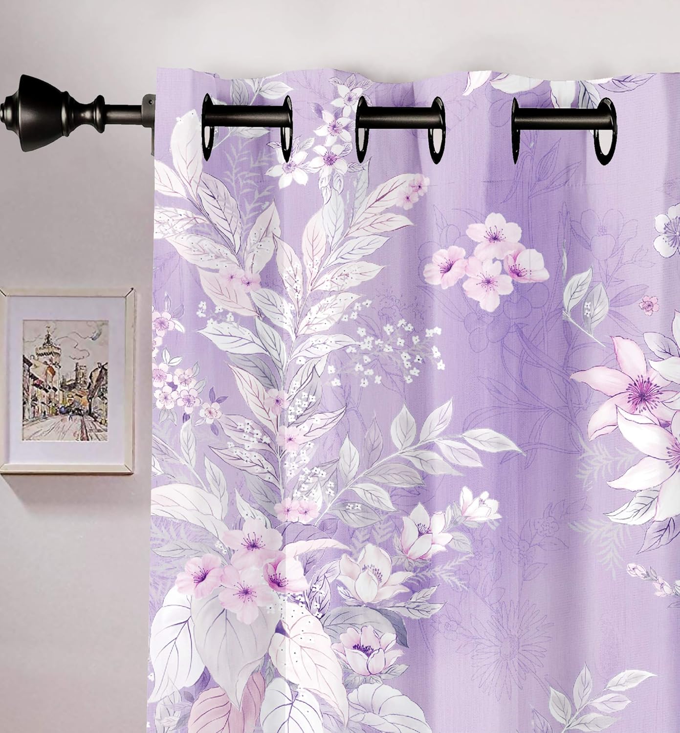 Buy Lush Decor Polyester Floral Window Curtain, 5 feet, Light Purple